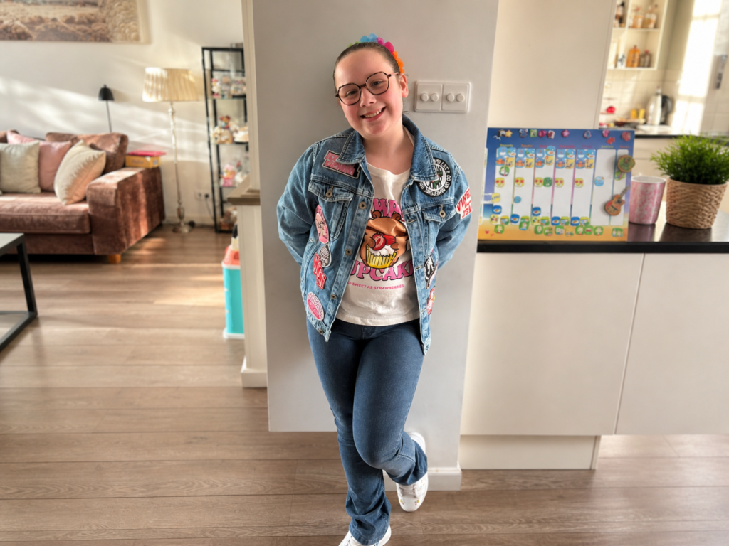 Tess, 10 jaar, die glittertattoos zet op kinderfeestjes in Bodegraven en omgeving