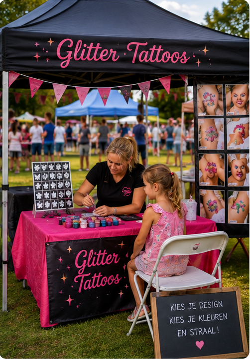 Familiedag activiteiten op locatie met glittertattoos