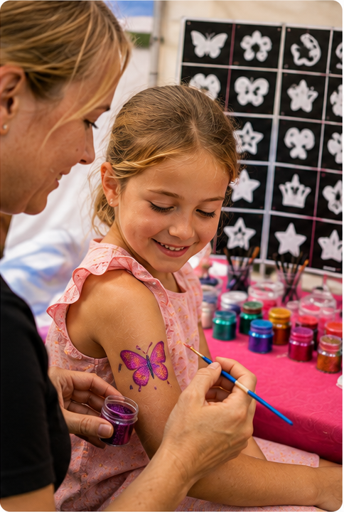Glittertattoos als familiedag activiteit voor kinderen